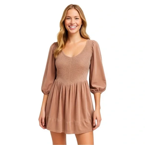 Free People Farrier Velvet Mini Dress Mauve Color Size Large - Picture 2 of 7